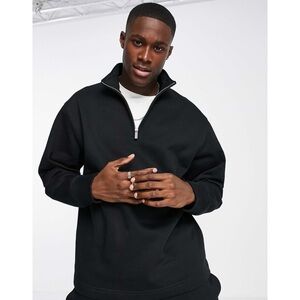 Topman Quarter Zip Sweatshirt in Black Men’s Size M